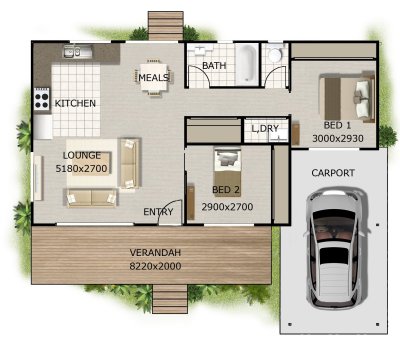 2 bed room house plan